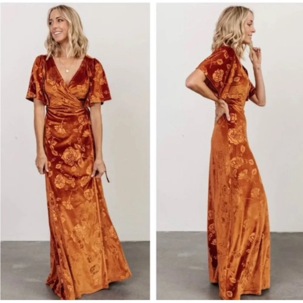 Velvet Wrap Maxi Dress - Picture 2 of 6